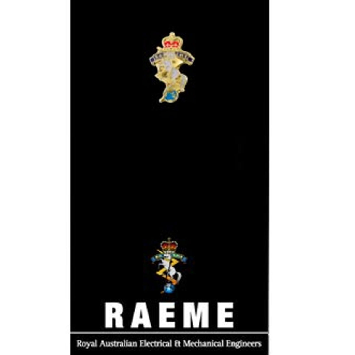 The Royal Australian Electrical and Mechanical Engineers (RAEME) 20mm full-colour enamel lapel pin. Displayed on a presentation card. This beautiful gold-plated lapel pin will look great on both your jacket and your cap.  Specifications:  Material: Gold-plated zinc alloy, enamel fill Colour: White, blue, red Size: 20mm www.moralepatches.com.au
