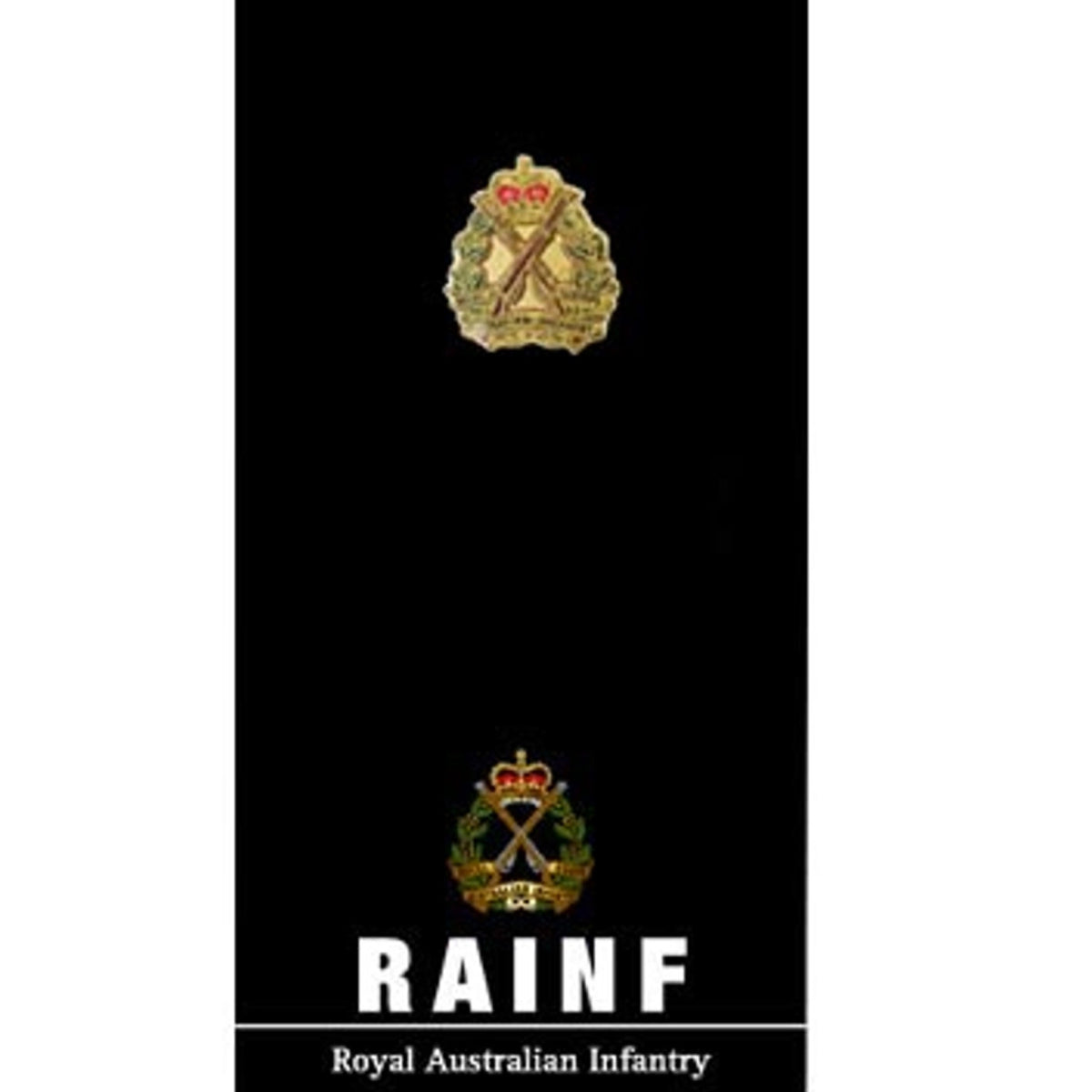The Royal Australian Infantry Corps (RA Inf) 20mm full-colour enamel lapel pin. Displayed on a presentation card. This beautiful gold-plated lapel pin will look great on both your jacket and your cap.  Specifications:  Material: Gold-plated zinc alloy, enamel fill Colour: Green, gold, red Size: 20mm www.moralepatches.com.au