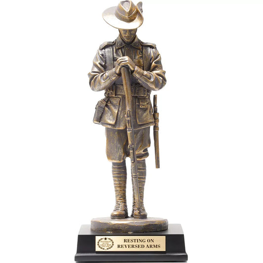 Resting on Reversed Arms Digger Figurine - Collectors Gold Edition www.moralepatches.com.au