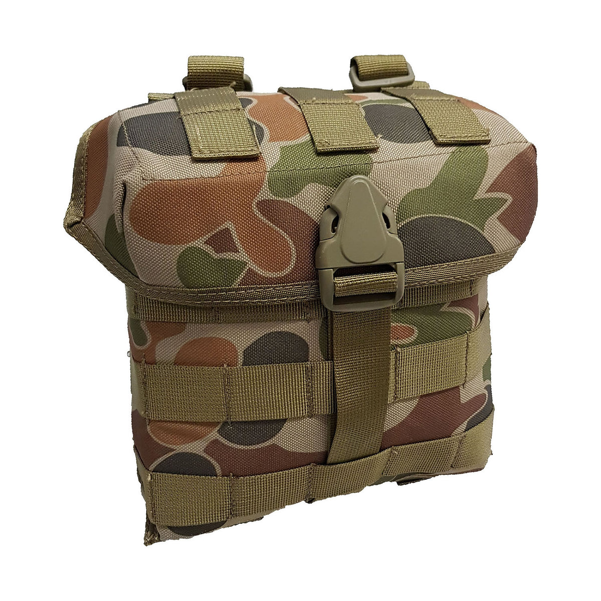 Padded construction  Drainage holes in the base  MOLLE compatible  Heavy duty 900D fabric  Nylon buckles  15x17x7cm