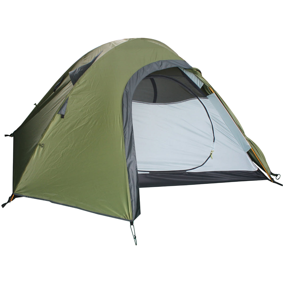 This explore 2 person tent is lightweight and compact great for Camping, Hiking and Backpacking Flysheet: 185T Polyester PU coating 5000mm water head rating Taped seams on fly sheet and floor. Inner: 180T Breathable Polyester Floor: 150D Oxford PU coating 5000mm water head rating Poles: 2 Shock corded Dura-aluminium Poles Outer Bag: 150D Oxford PU waterproof coating, 2 Roomy pockets for equipment Includes: 12 pegs & 6 windproof guy lines Packs down to 50x12cm Set up is 60+125+60cm x 210cm long x 110cm high