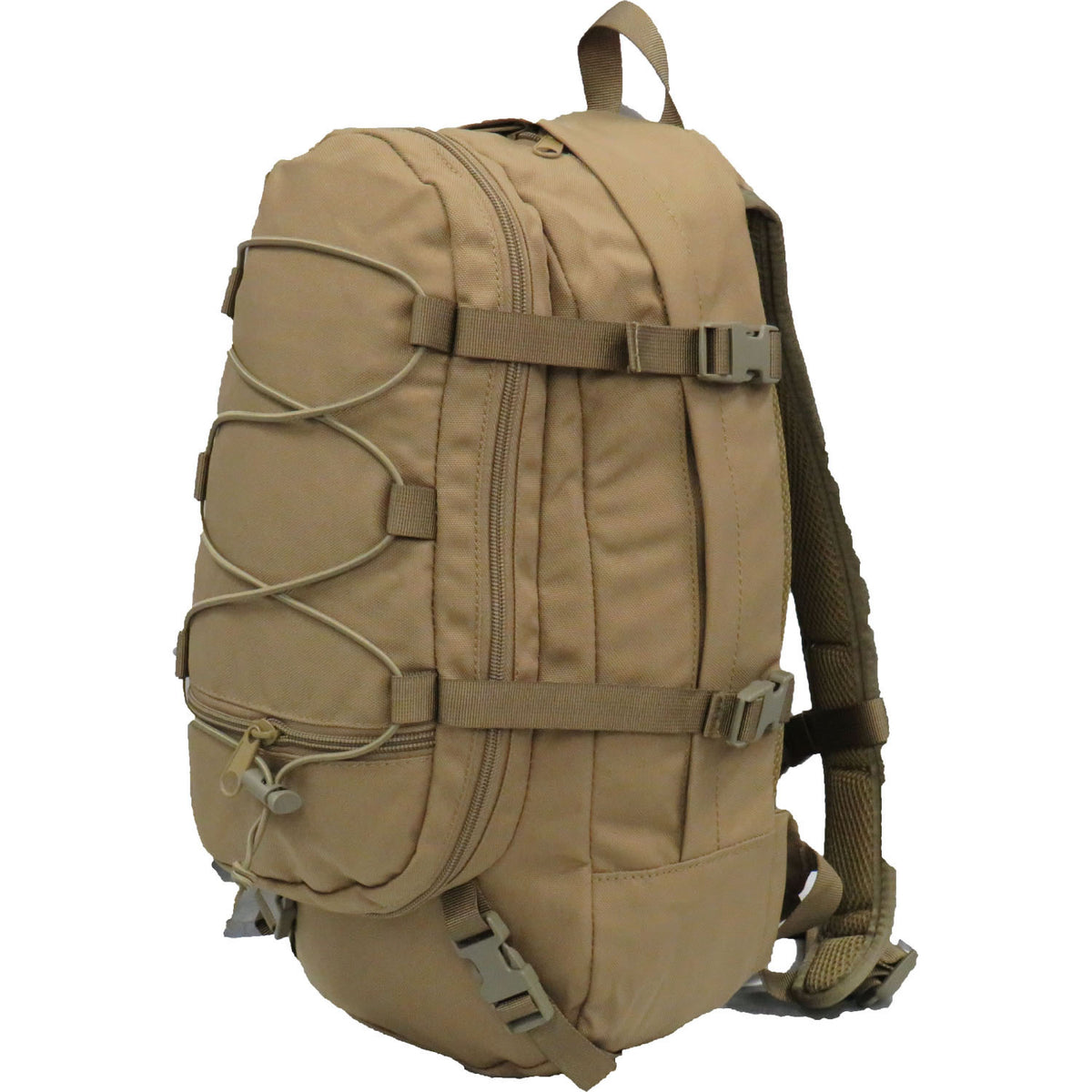 12L capacity  Heavy duty 900D 2 coats PU fabric  Neoprene insulated  Flat opening front pocket with organiser  Bonus 2L wide mouth EVA bladder with neoprene hose cover  Side compression straps  Front attachment straps  Heavy duty shock cord  Breathable foam mesh back  Padded shoulder straps with sternum strap
