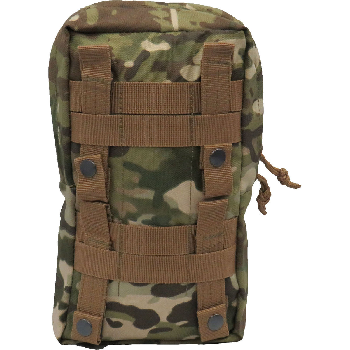 Fully MOLLE compatible  Drainage holes on the base  Heavy duty 900D 2 coats PU fabric  #10 rope pull zips  32x16x8cm