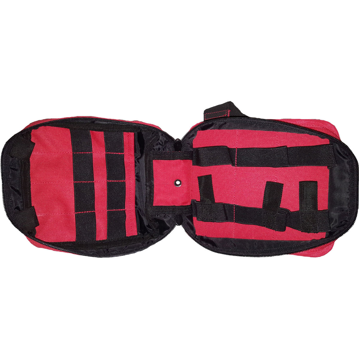 Heavy duty PU coated fabric  Adjustable thigh straps with non slip backing  Adjustable quick release belt strap  Multiple internal sewn loops  Two way zippers with silent pull cords