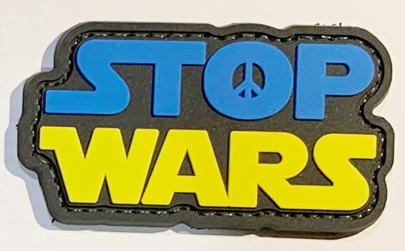 Ukraine Stop Wars PVC Patch, Velcro backed Badge. Great for attaching to your field gear, jackets, shirts, pants, jeans, hats or even create your own patch board.  Size: 7x4cm