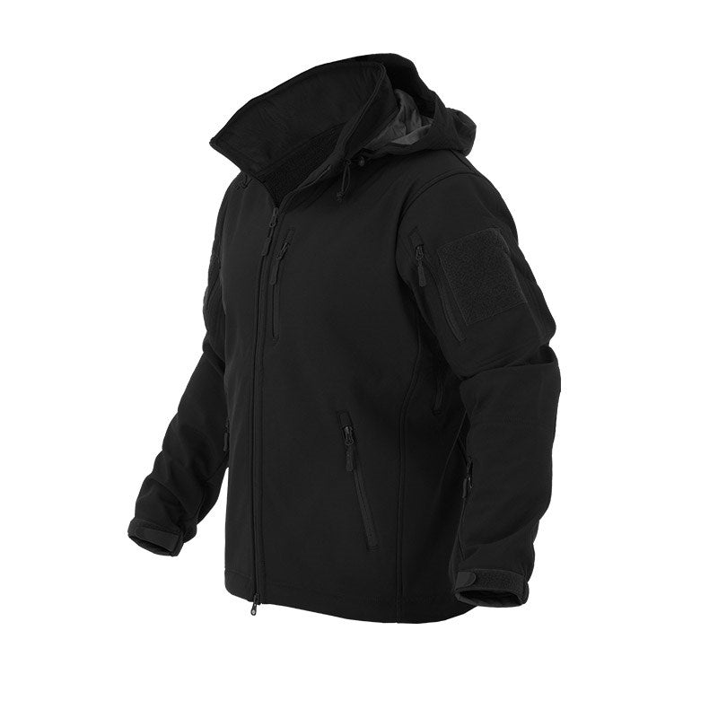 Ideal for those cold nights out field, kicking in doors or just hanging with mates.  The Valhalla Summit soft shell jacket is designed for comfort and utility. The three-layer integrated shell with its water resistant fabrics wicks moisture while maintaining body heat. Equipped with underarm vents for temperature control, reinforcement on the forearms, and multiple pockets for utility and storage (it also includes a phone pocket with headphones port) make the jacket comfortable and versatile.