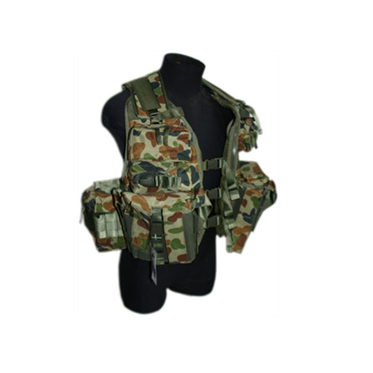 Nothing beats a good vest in the field and this assault vest won't disappoint.  This vest has many pockets for magazines and equipment for all your outdoor requirements.  Cadets out on patrol and doing bush activities will love this vest and it's adjustable straps means it's one size fits all. www.moralepatches.com.au