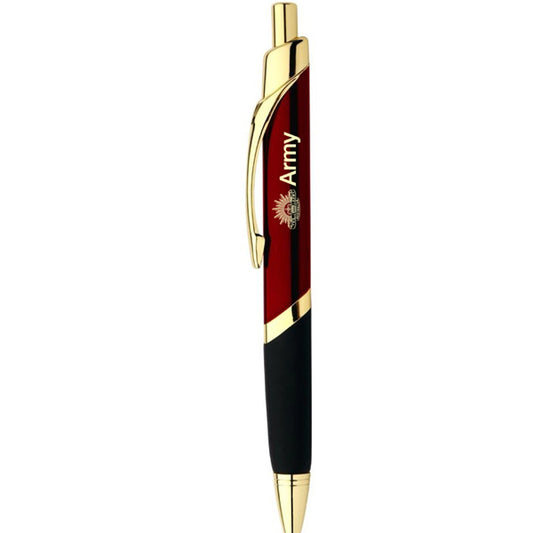 Quality Metal pen with chrome fittings, laser engraved with the Army brand. Premium German black ink refill with tungsten carbide ball. Super smooth and comfortable writing is guaranteed.
