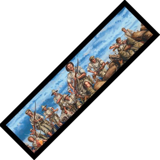 A painstaking and incredibly detailed depiction of the tragic charge of the light horse at The Nek on the 7th of August 1915. Presented from the unique perspective of the Turks this compelling work depicts the early moments of the charge on this perfectly sized bar runner.  This bar runner is a beautiful way to bring this artwork into any club, bar or home with ease.