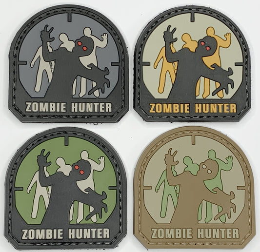 Zombie Hunter - Small PVC Patch, Velcro backed Badge. Great for attaching to your field gear, jackets, shirts, pants, jeans, hats or even create your own patch board.  Size: 5x5cm  moralepatches.com.au