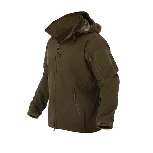 Ideal for those cold nights out field, kicking in doors or just hanging with mates.  The Valhalla Summit soft shell jacket is designed for comfort and utility. The three-layer integrated shell with its water resistant fabrics wicks moisture while maintaining body heat. Equipped with underarm vents for temperature control, reinforcement on the forearms, and multiple pockets for utility and storage (it also includes a phone pocket with headphones port) make the jacket comfortable and versatile.
