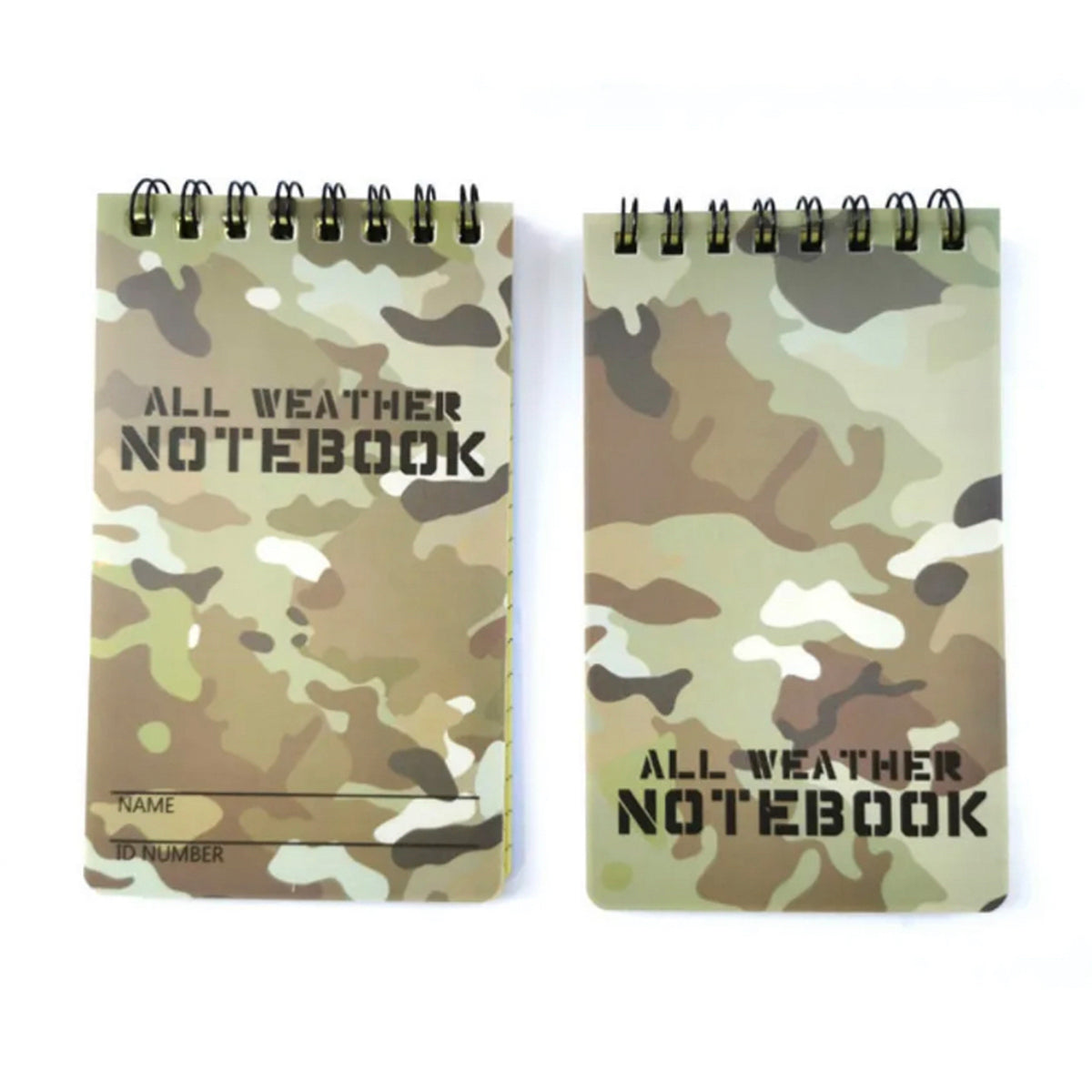 Multicam All Weather Notebook 7.5X13CM Double sided usage of paper Approximately 50 pages Can be used as graph paper www.moralepatches.com.au