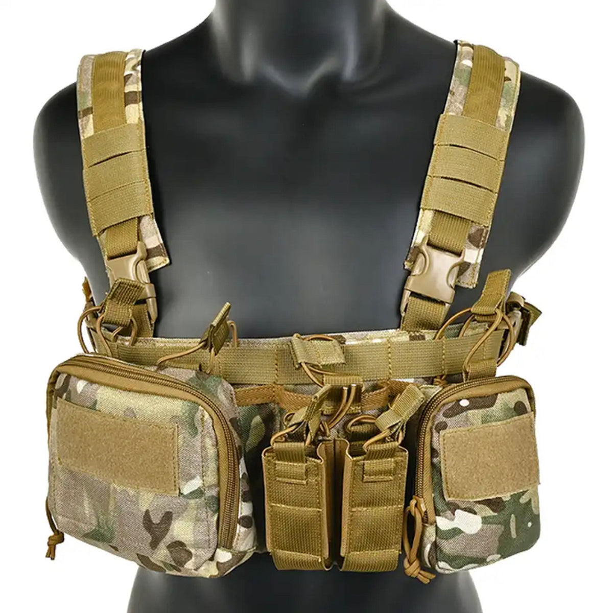 Defence Q Store Chest Rig X Harness The multi-functional assault MOLLE system combat vest is made of 600D waterproof oxford cloth. The fabric has high precision and strong functionality which is more suitable for outdoor activities. Great for Military, cadets, airsoft and other outdoor activities www.moralepatches.com.au