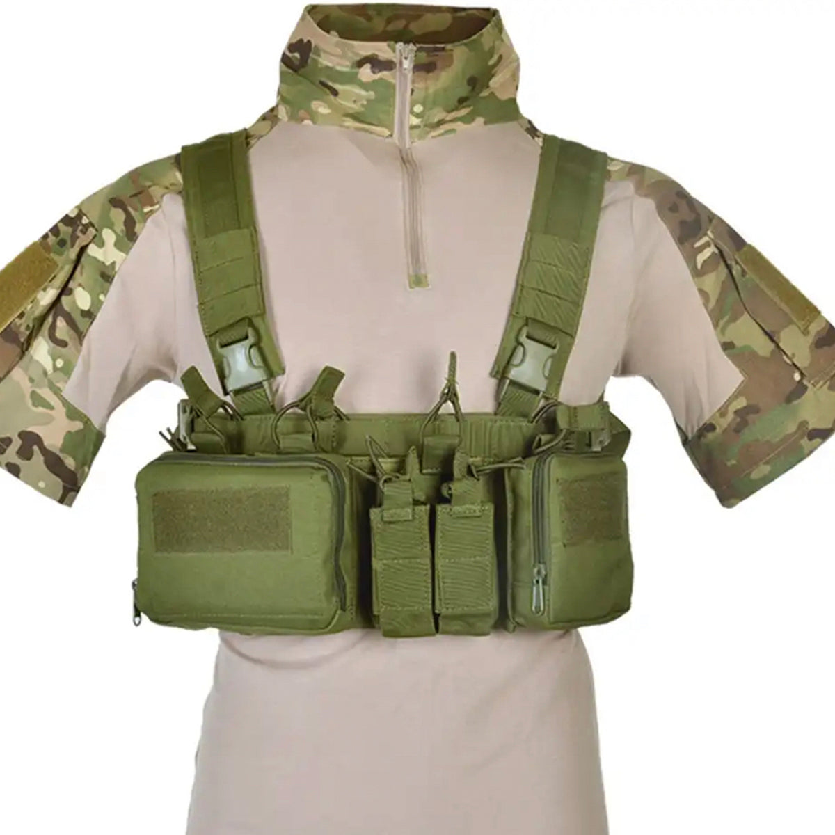 Defence Q Store Chest Rig X Harness The multi-functional assault MOLLE system combat vest is made of 600D waterproof oxford cloth. The fabric has high precision and strong functionality which is more suitable for outdoor activities. Great for Military, cadets, airsoft and other outdoor activities www.moralepatches.com.au