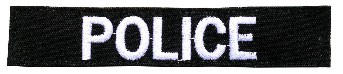 Name tag in black material, size is 2.5cm x 15cm, lettering is 1.5cm in height. All embroidery is done in upper case letters only as a FYI. These are great for cadets, police and other public service departments. Don't forget you can even add the velcro backing and use them on your field gear or even dog vests. Made on the Gold Coast, please support Australian made www.moralepatches.com.au