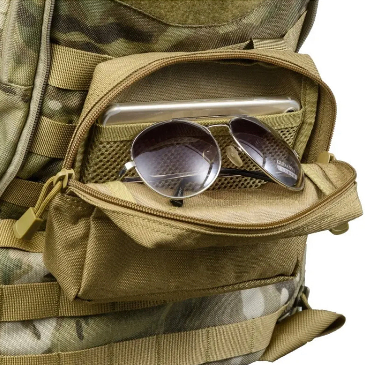 This is the perfect MOLLE pouch for attaching to your field gear. It's great for holding lots of items such as your mobile phone, snacks, tourniquets, notebooks and more. Main compartment with heavy duty zip 1 internal organiser pocket in main compartment Fit patches on the front, patch space size is 10.5x5cm 5cm deep x 16.5cm wide x 15cm high www.moralepatches.com.au